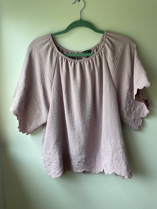 Adrianna Papell Tops - NWOT Adrianna Papell Soft Pink/Lavender Embroidered Floral Top Size S